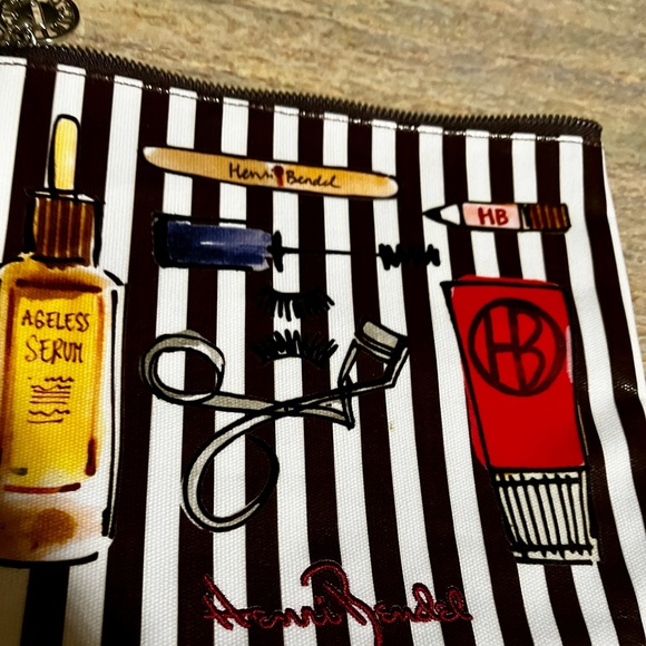 Henri Bendel Dark Brown and White Striped Multi Cosmetic Pouch - Picture 4 of 15